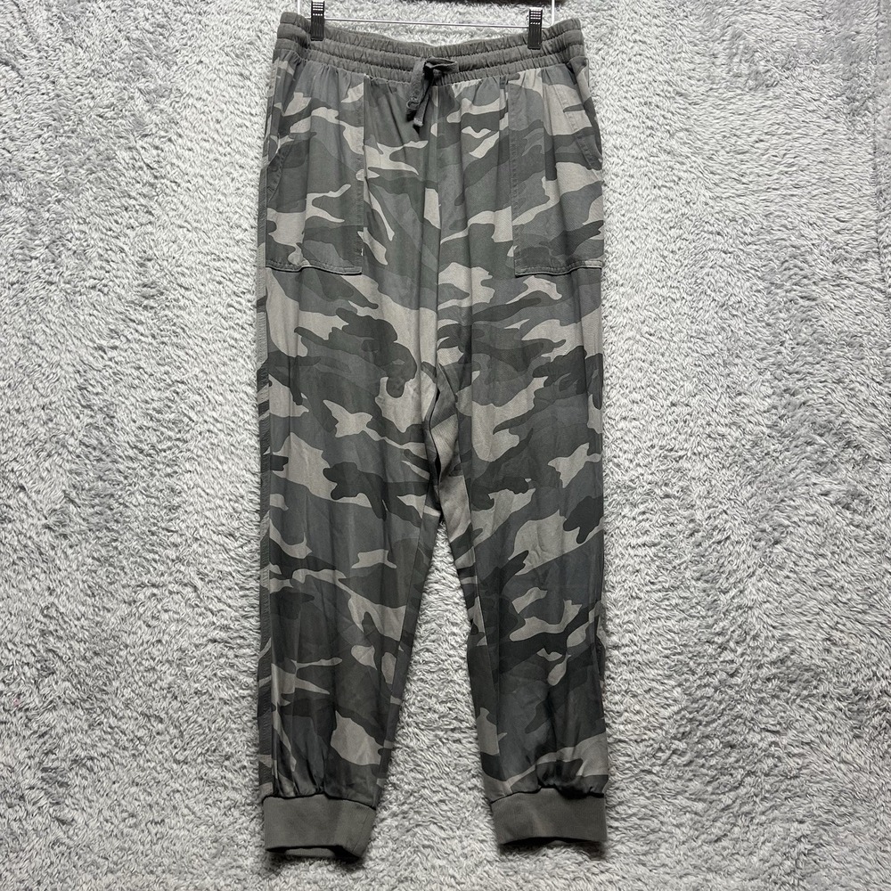 Splendid Cargo Jogger Pants Womens Large Gray Camouflage Drawstring Lightweight